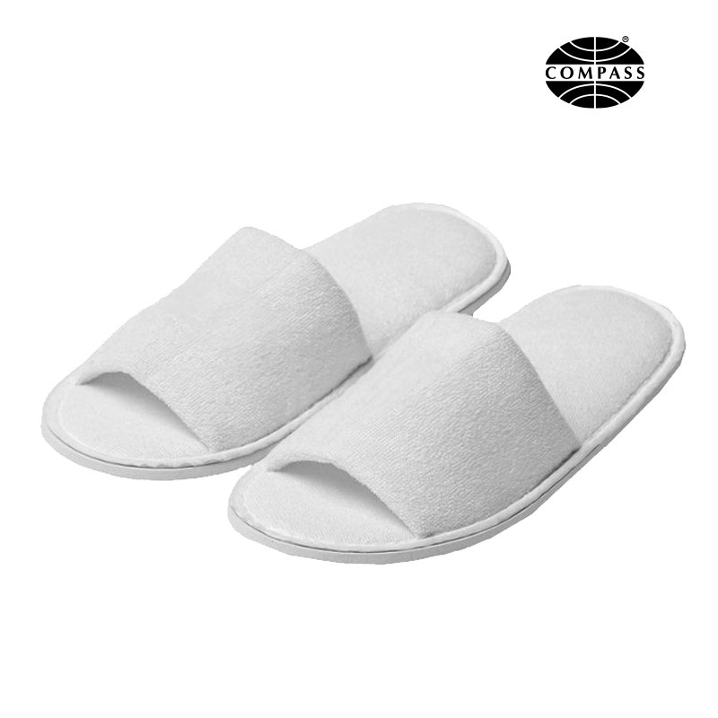 Open Toe Terry Cotton Large Slippers in Paper Band