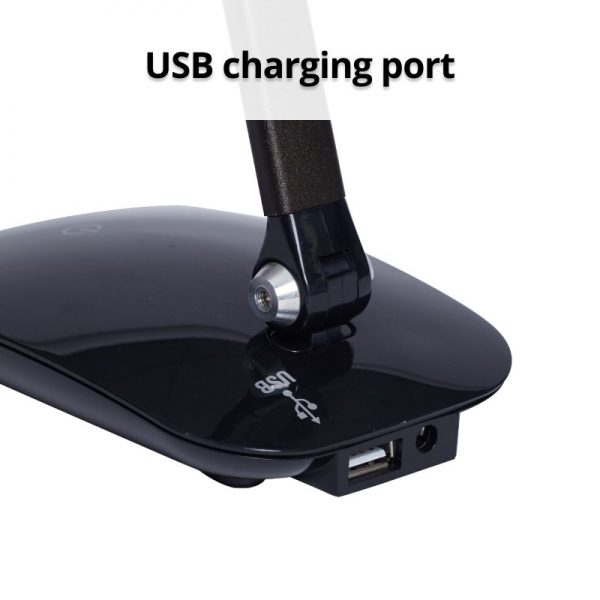 Nero Black Desk Lamp with USB Port