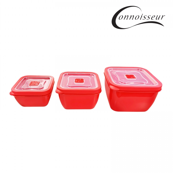Connoisseur Set Of 3 Microwave Containers Red