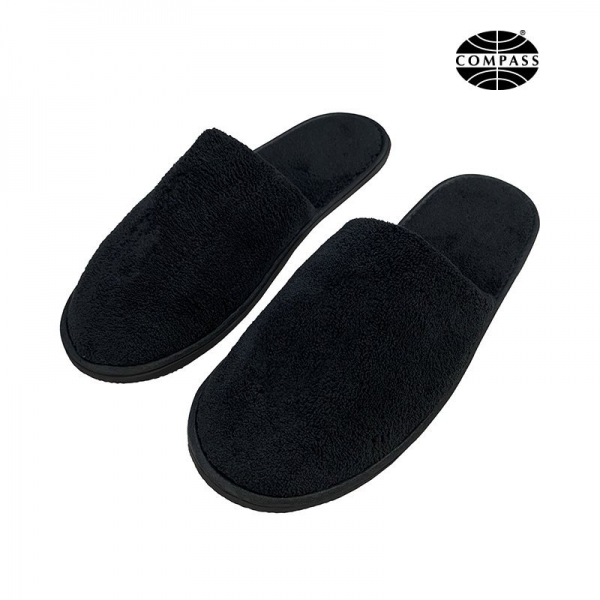 Black Fleece Closed Toe Slippers