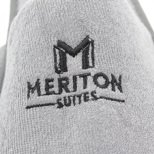 Meriton Grey Open Toe Slimline Slippers With Black Logo