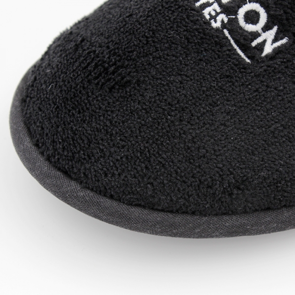Meriton Black Closed Toe Premium Slippers With White Logo