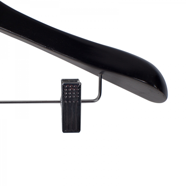 Black Wood Suit Hanger with Clips 60mm