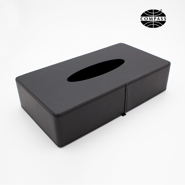 Leatherette Rectangular Tissue Box Black - Click for more info