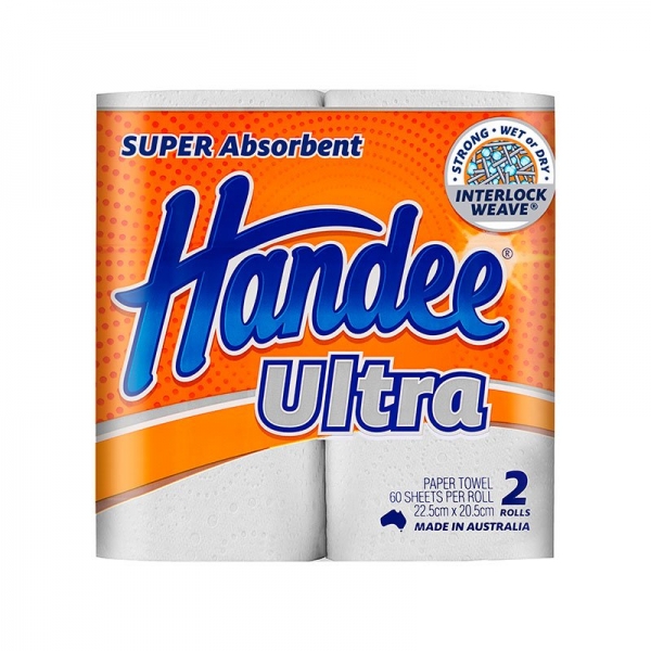 Handee Ultra Kitchen Towel 2 Ply 60 Sheets Double Pack (Ctn 6 Rolls)