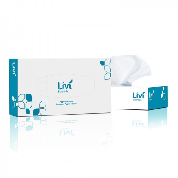 Livi Essentials Hypoallergenic Facial Tissues 2 Ply 100 Sheets (Ctn 30)