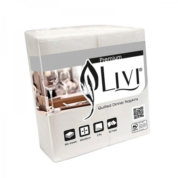 Livi Premium Quilted (GT) Dinner Napkin 2 Ply 100 Sheets (Ctn 10 Rolls)