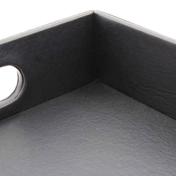 Leatherette Tray Black with Handle