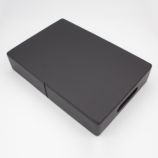 Leatherette Tray Black with Handle