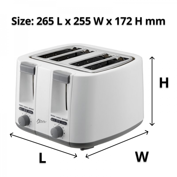 Nero 4 Slice White Toaster