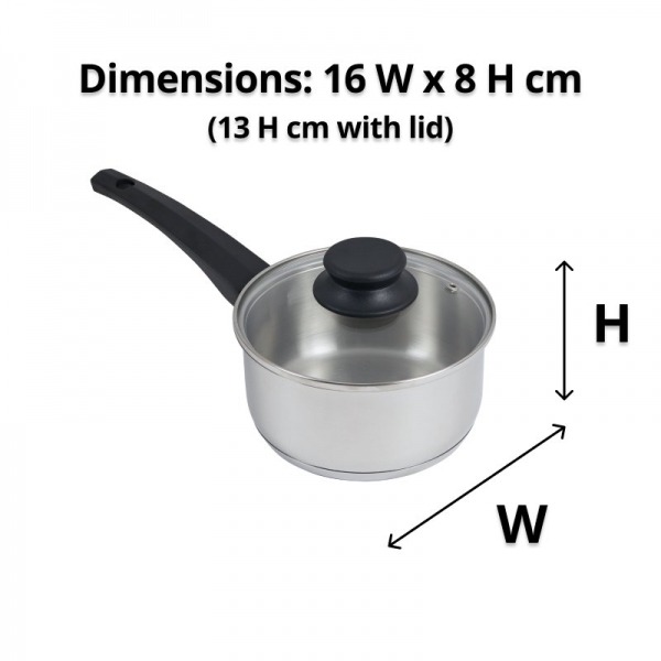 Connoisseur Stainless Steel Saucepan 16cm with Glass Lid