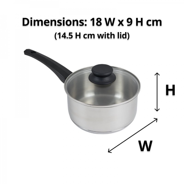 Connoisseur Stainless Steel Saucepan 18cm with Glass Lid