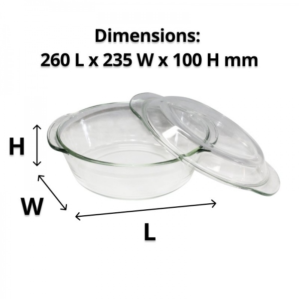 Round Glass Casserole Dish 2L with Lid