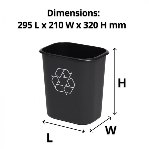 Rectangular Black Recycling Bin 14L