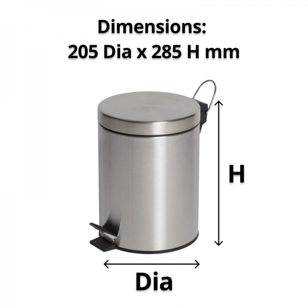 Round Stainless Steel Pedal Bin 5L