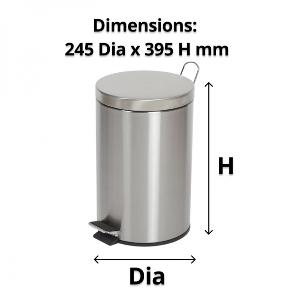 Round Stainless Steel Pedal Bin 12L