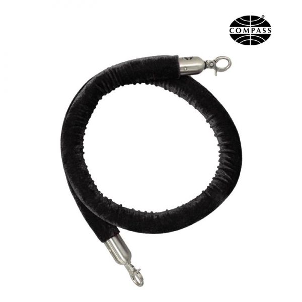 Black Velvet Rope with Clips 1.5 m